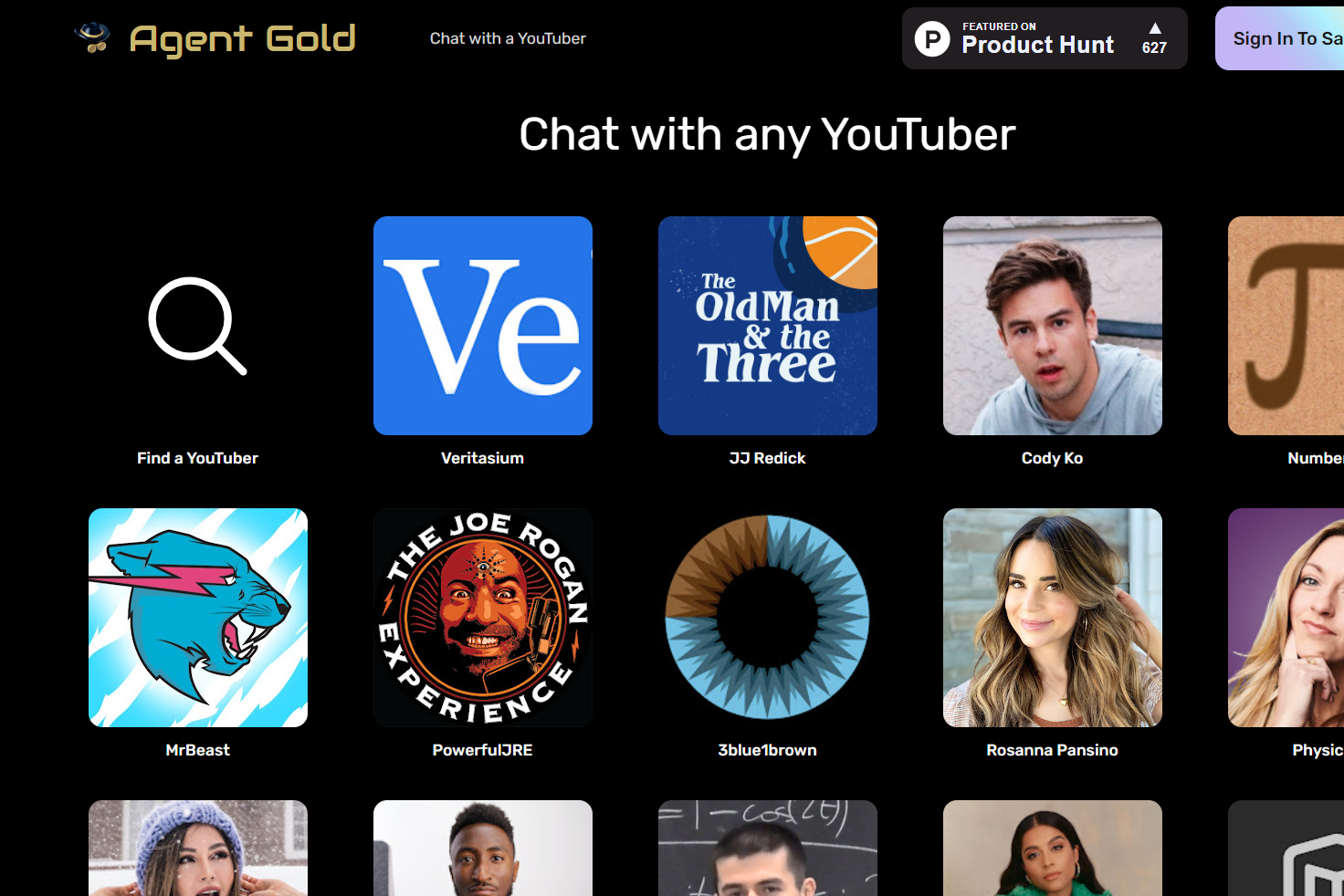 お気に入りのYouTuberとチャットできる「agent　gold」