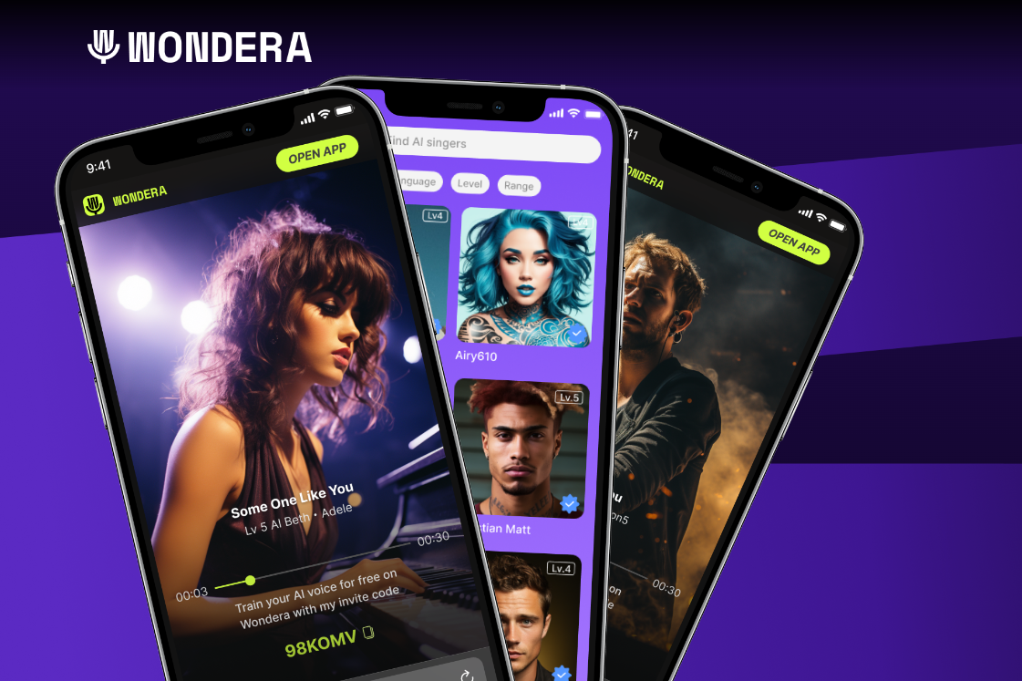 AIシンガーによるカラオケが楽しめる「wondera」