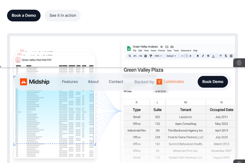 ドキュメントのデータをスプレッドシート上に抽出する「Midship」
