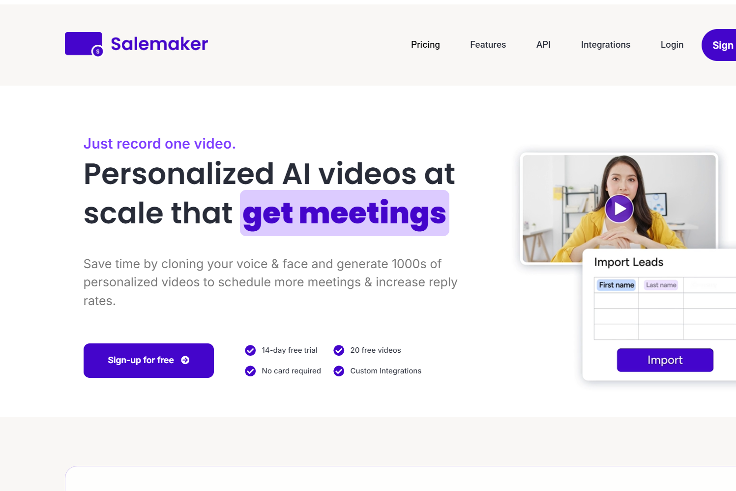 ビデオメッセージが素早くつくれる「SaleMaker」