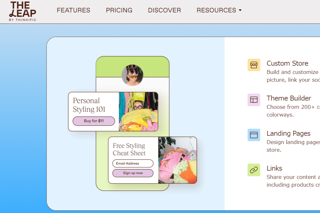 クリエイターのオンライン販売プラットフォーム「The Leap」